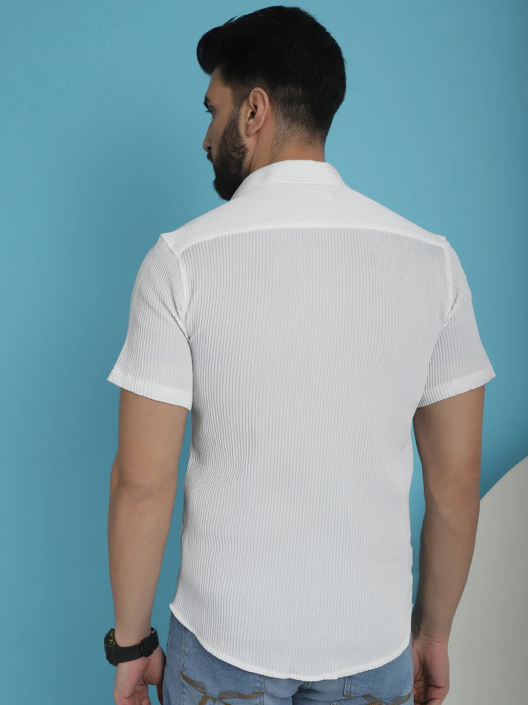 Striped Half Sleeve Mens Shirt - Casual Cotton Shirt