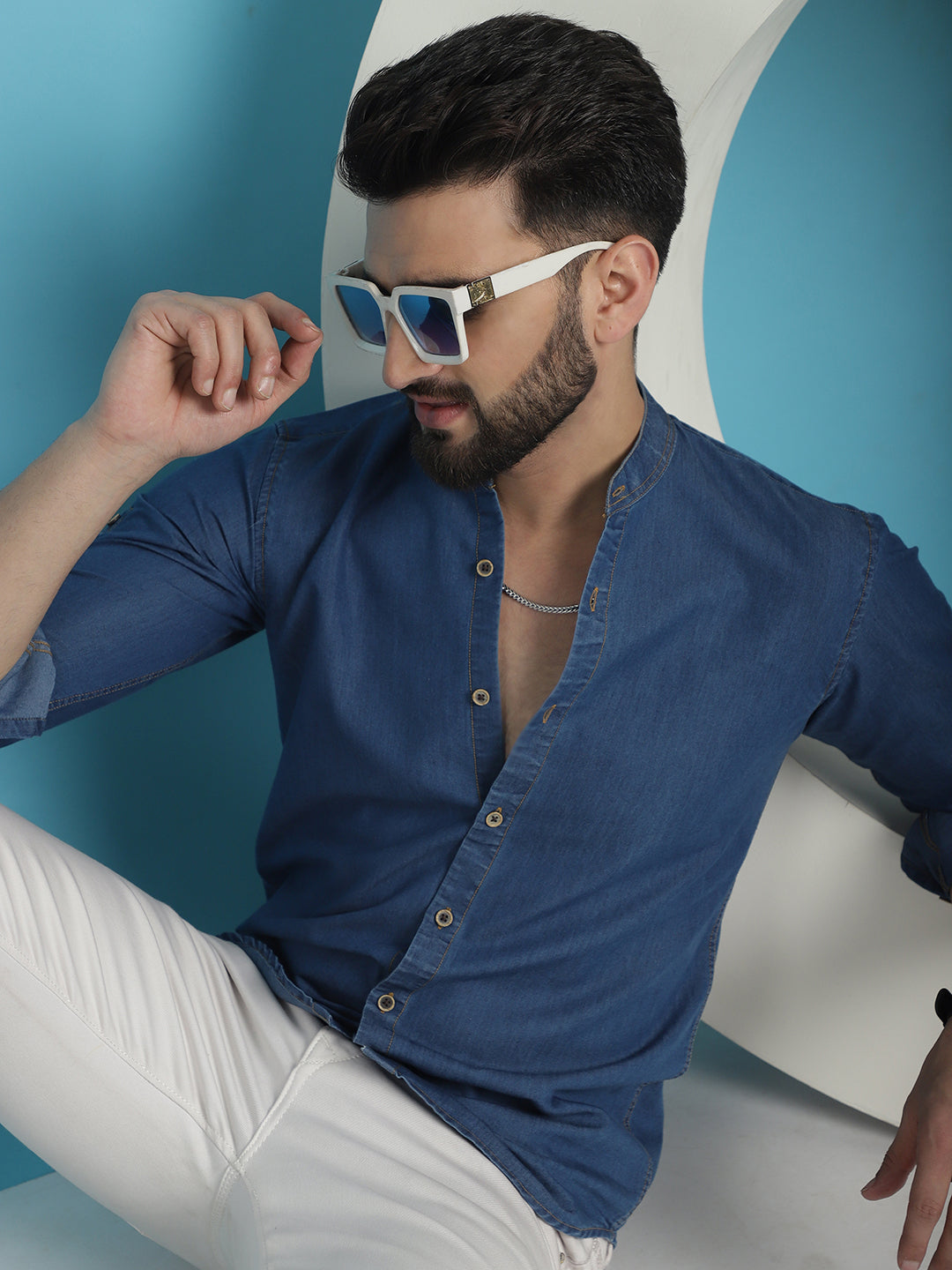Denim Casual Shirt for Men SF-922 - Cotton Shirt