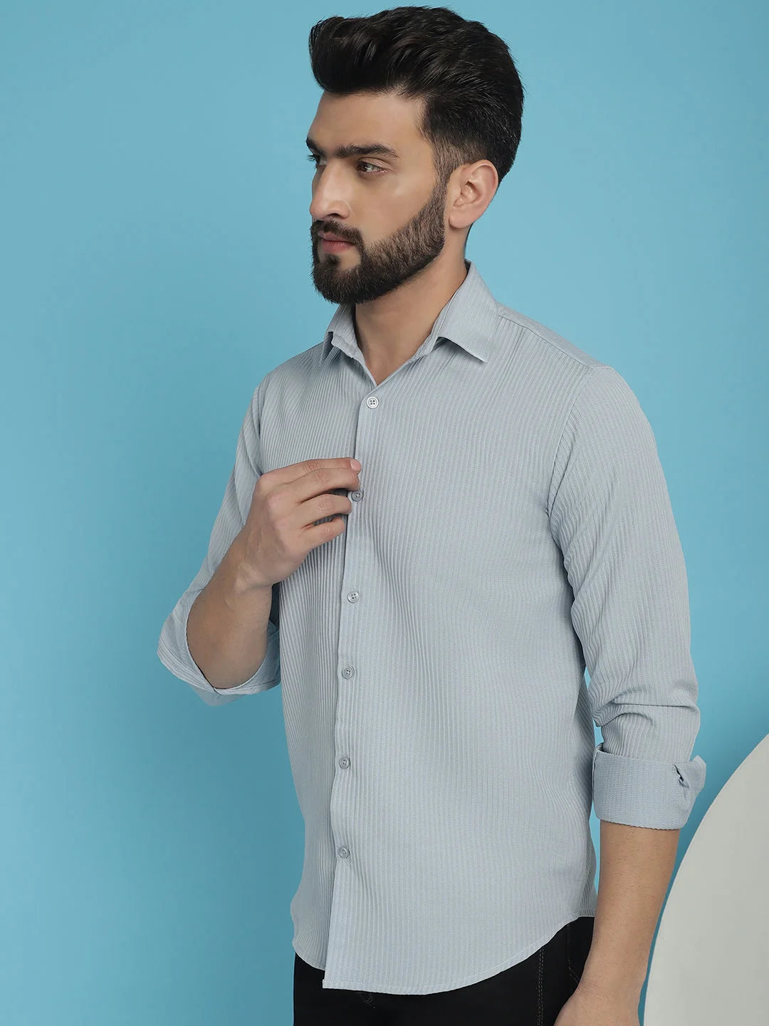 Light Striped Cotton Mens Shirt - Casual Style and Comfort