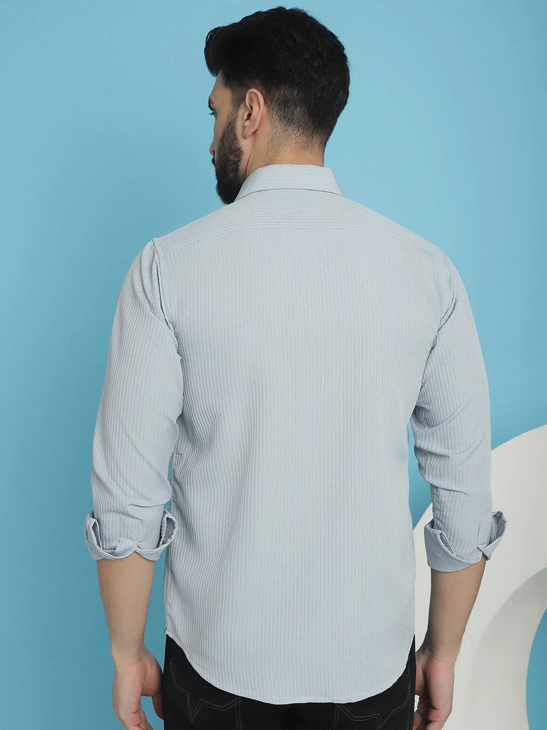 Light Striped Cotton Mens Shirt - Casual Style and Comfort