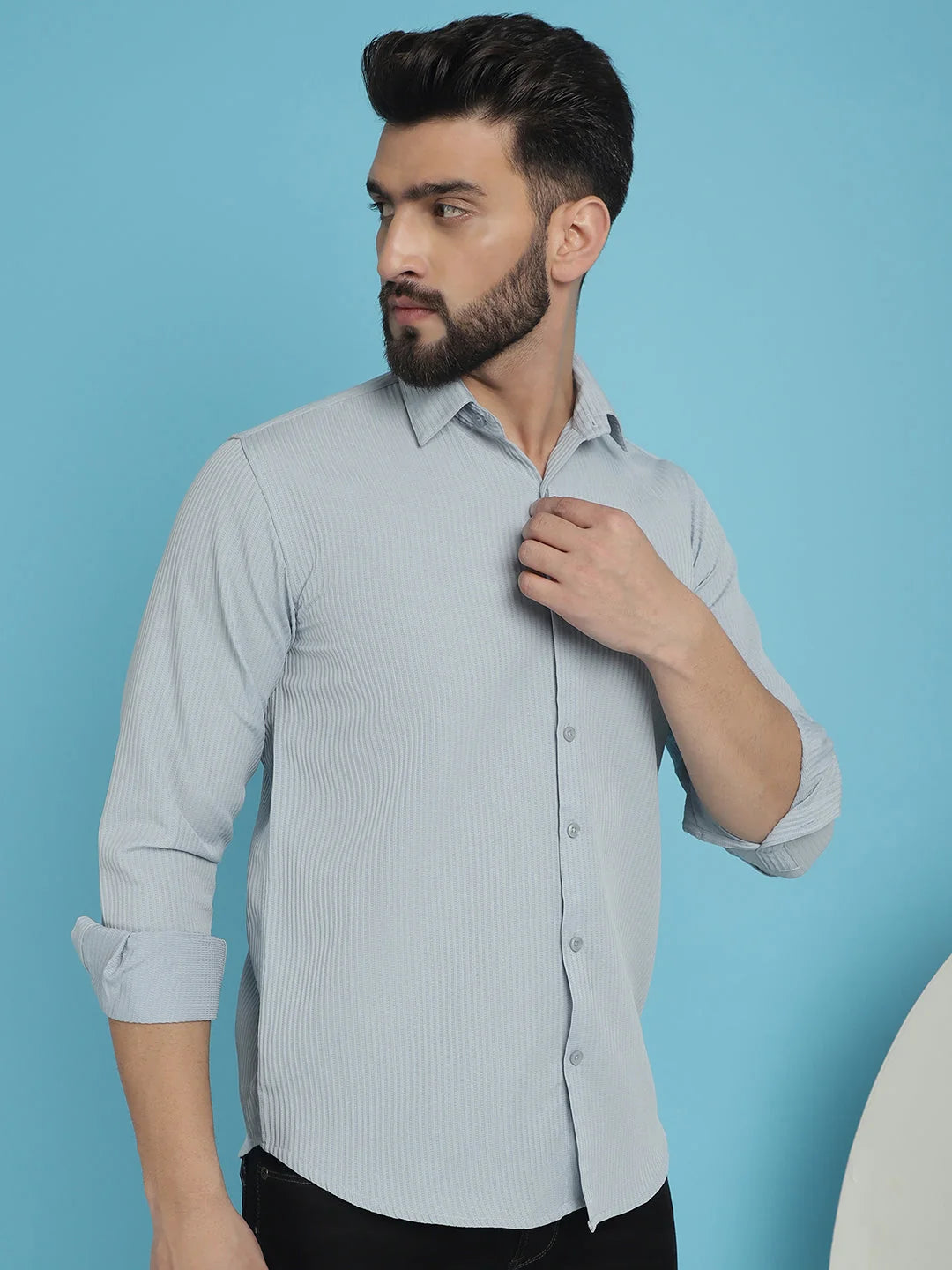 Light Striped Cotton Mens Shirt - Casual Style and Comfort