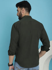 Striped Casual Shirt for Men's-SF-923Olive