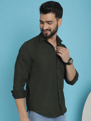 Striped Casual Shirt for Men's-SF-923Olive