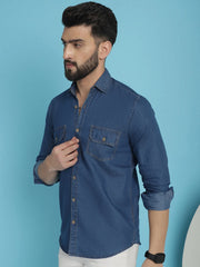 Faded Cotton Denim Casual Shirt-SF-924