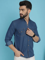 Faded Cotton Denim Casual Shirt-SF-924