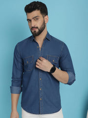 Faded Cotton Denim Casual Shirt-SF-924