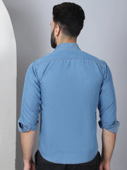 Faded Cotton Denim Casual Shirt-SF-924LIght-Blue