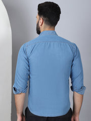 Faded Cotton Denim Casual Shirt-SF-924LIght-Blue