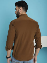 Men Standard Corduroy Cotton Shirt-SF-925Brown