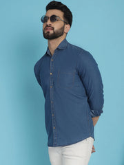 Faded Cotton Denim Casual Shirt for Men-SF-926