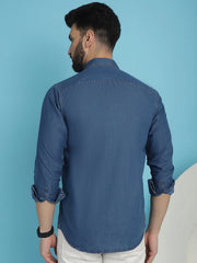 Faded Cotton Denim Casual Shirt for Men-SF-926