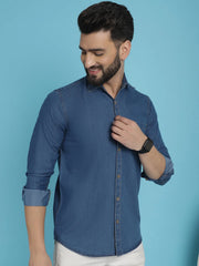 Faded Cotton Denim Casual Shirt for Men-SF-926