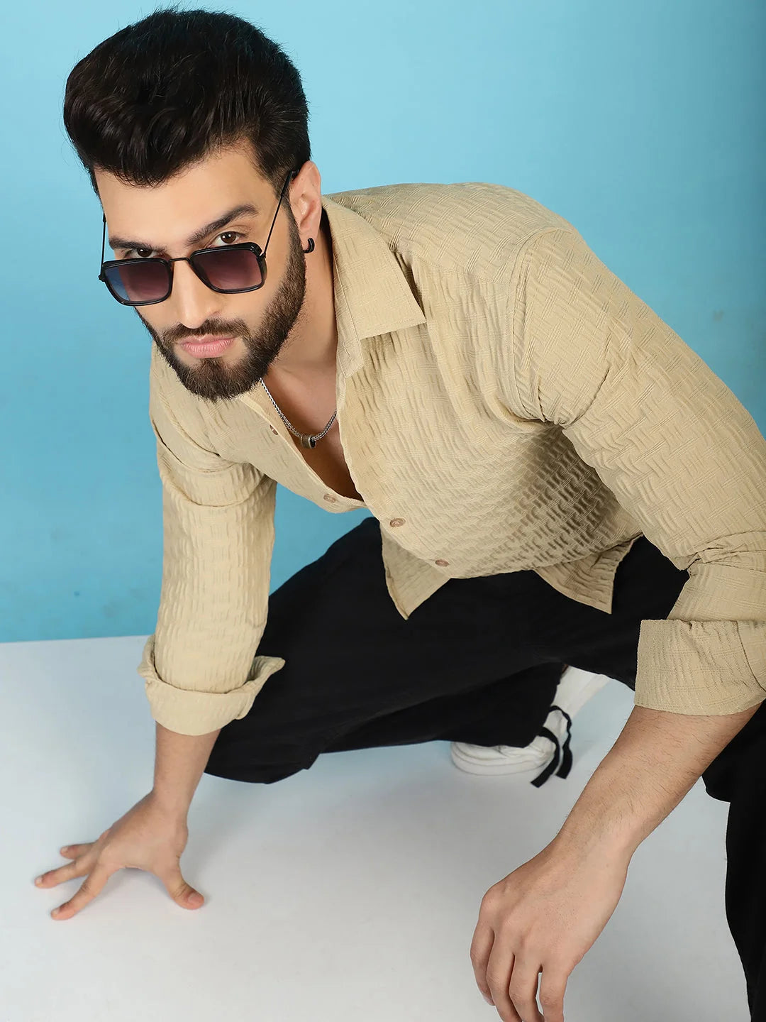 Mens Cotton Shirt - Classic Woven Design, Casual Style