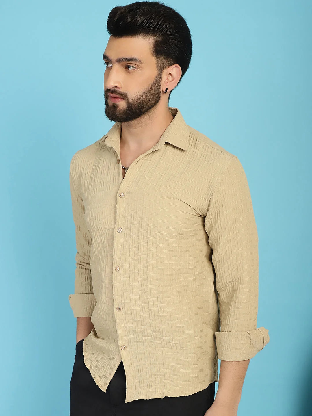 Mens Cotton Shirt - Classic Woven Design, Casual Style