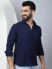 Woven Design Casual Shirt for Mens-SF-928Navy