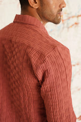 Woven Design Casual Shirt for Mens-SF-928Peach