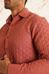 Woven Design Casual Shirt for Mens-SF-928Peach