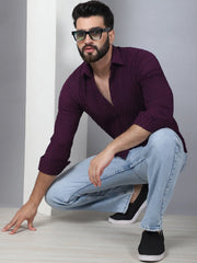 Woven Design Casual Shirt for Mens-SF-928Purple