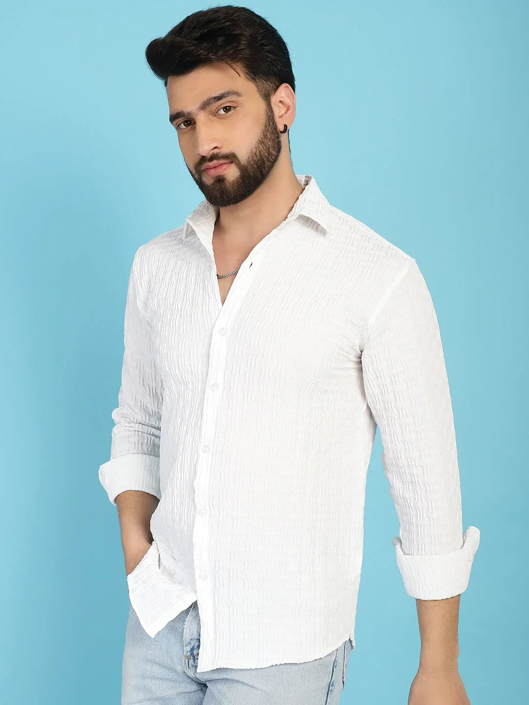 Woven Design Cotton Mens Shirt | Casual Style