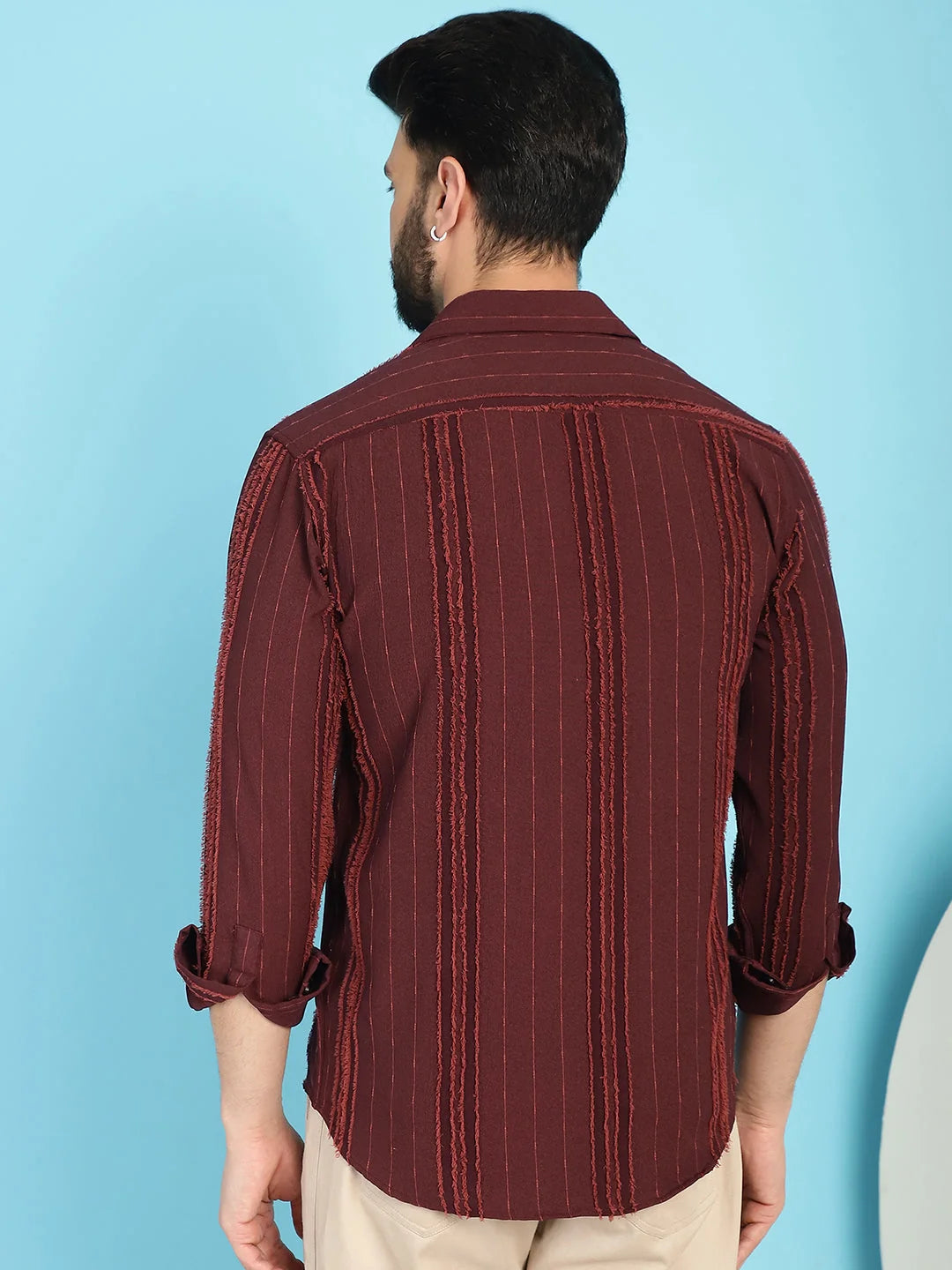 Self Design Brown Mens Shirt SF-929 | Cotton Casual