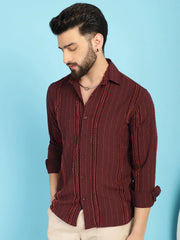 Self Design Casual Shirt for Mens-SF-929Brown