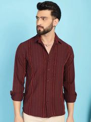 Self Design Casual Shirt for Mens-SF-929Brown