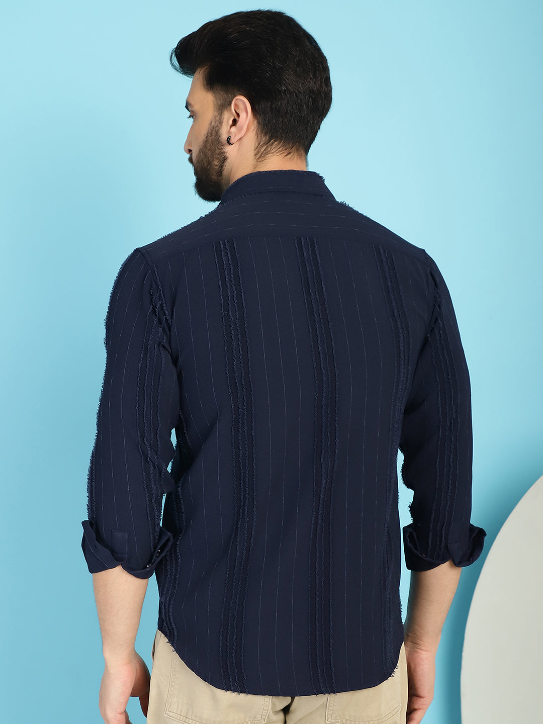 DesiQlo Men Self Design Formal Shirt - Blue