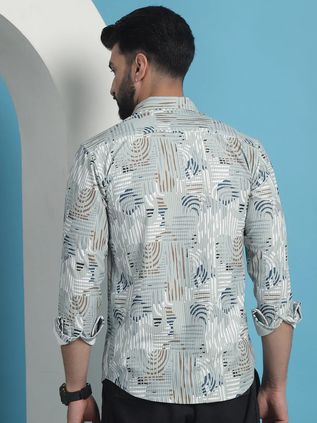 Mens Printed Corduroy Cotton Shirt - SF-930Pista Cotton Shirt