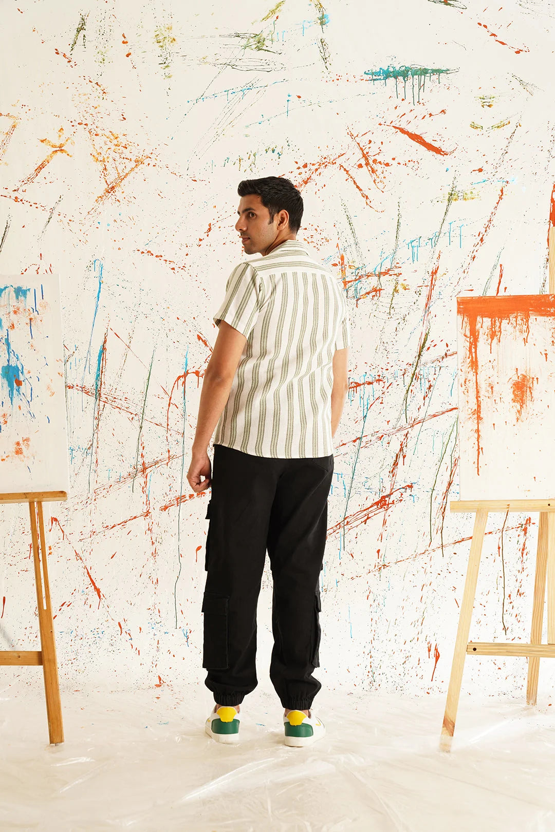 Green Striped Cotton Mens Shirt | Classic Casual Shirts