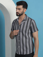 Printed Half Sleeve Cotton Shirt for Men-SF-931Grey