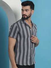 Printed Half Sleeve Cotton Shirt for Men-SF-931Grey