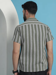 Printed Half Sleeve Cotton Shirt for Men-SF-931Olive