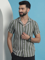 Printed Half Sleeve Cotton Shirt for Men-SF-931Olive