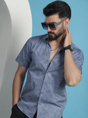 Printed Half Sleeve Cotton Shirt for Men-SF-932Grey