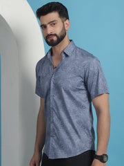 Printed Half Sleeve Cotton Shirt for Men-SF-932Grey