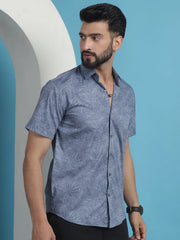 Printed Half Sleeve Cotton Shirt for Men-SF-932Grey