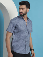 Printed Half Sleeve Cotton Shirt for Men-SF-932Grey