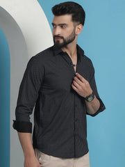Black Geometric Printed Cotton Casual Shirt-SF-933Black