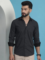 Black Geometric Printed Cotton Casual Shirt-SF-933Black