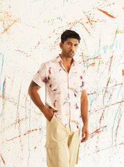 Classic Orange Printed Spread Collar Cotton Curved Casual Shirt-SF-934Orange