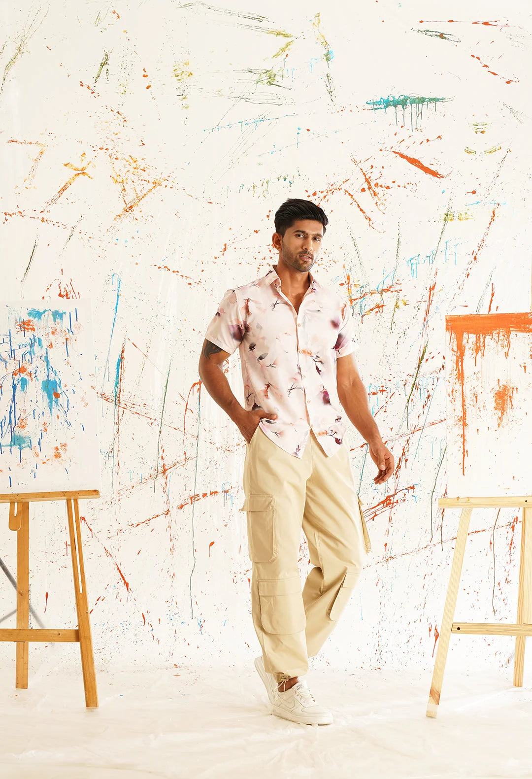 Orange Floral Cotton Printed Shirt | Mens Casual Shirts