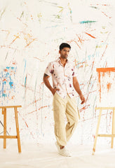 Classic Orange Printed Spread Collar Cotton Curved Casual Shirt-SF-934Orange