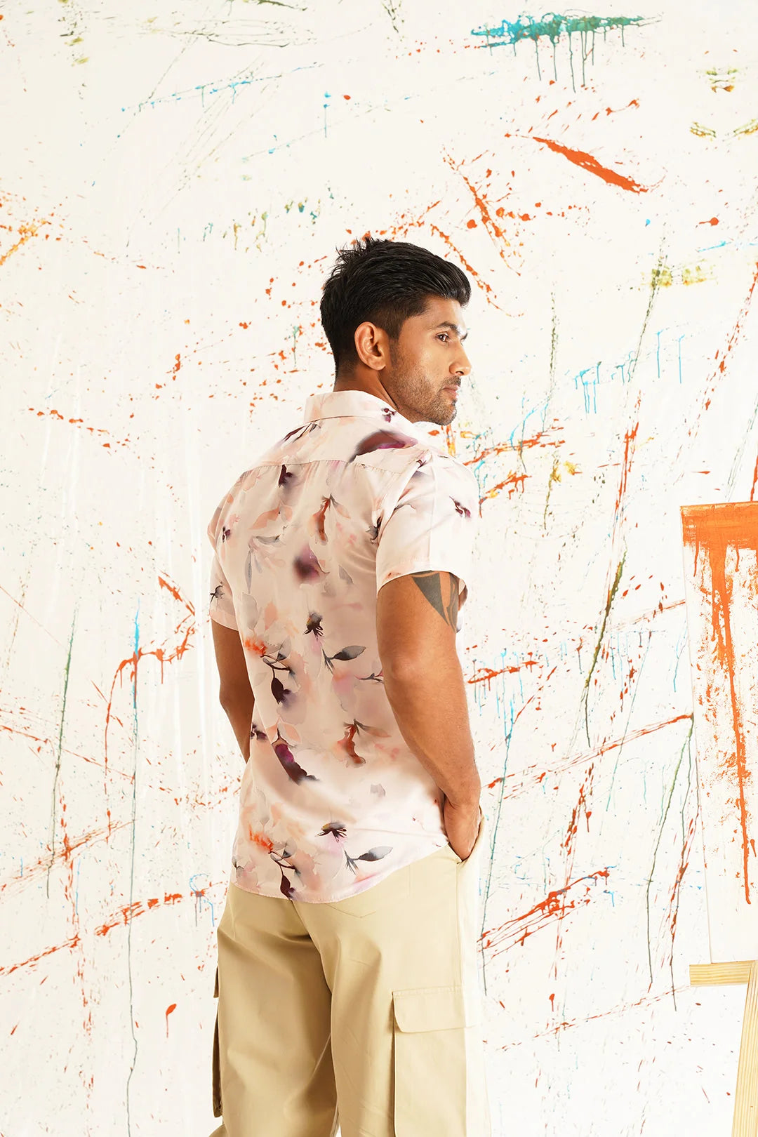 Orange Floral Cotton Printed Shirt | Mens Casual Shirts