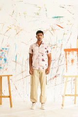 Classic Orange Printed Spread Collar Cotton Curved Casual Shirt-SF-934Orange