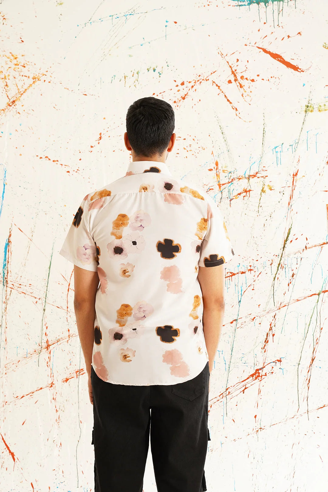 Peach Floral Cotton Printed Shirt | Mens Casual Shirts