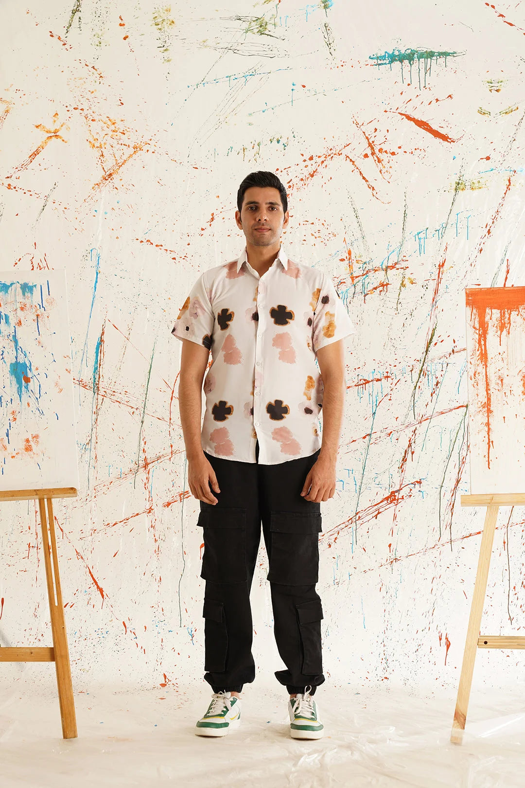 Peach Floral Cotton Printed Shirt | Mens Casual Shirts