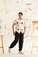 Classic Peach Floral Printed Spread Collar Cotton Curved Casual Shirt-SF-934Peach