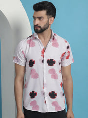 Pink Floral Printed Cotton Casual Shirt-SF-934Pink