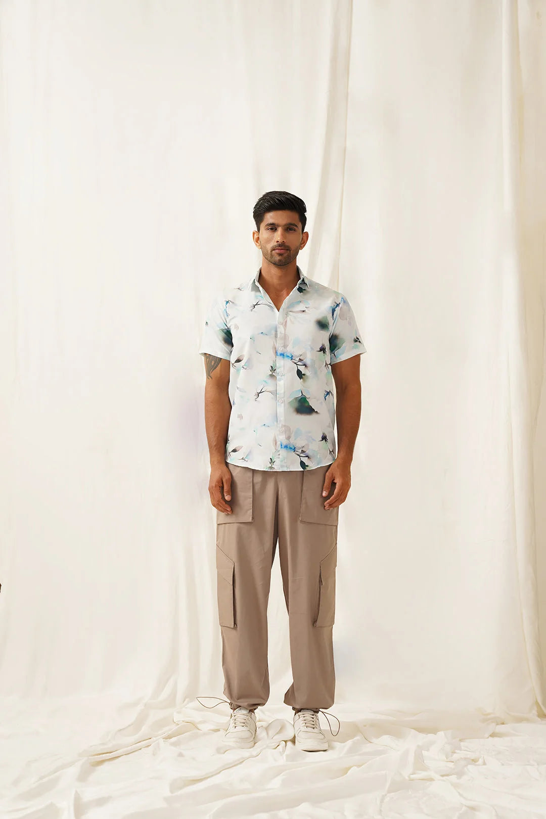 Blue Floral Cotton Printed Shirt | Mens Casual Shirts