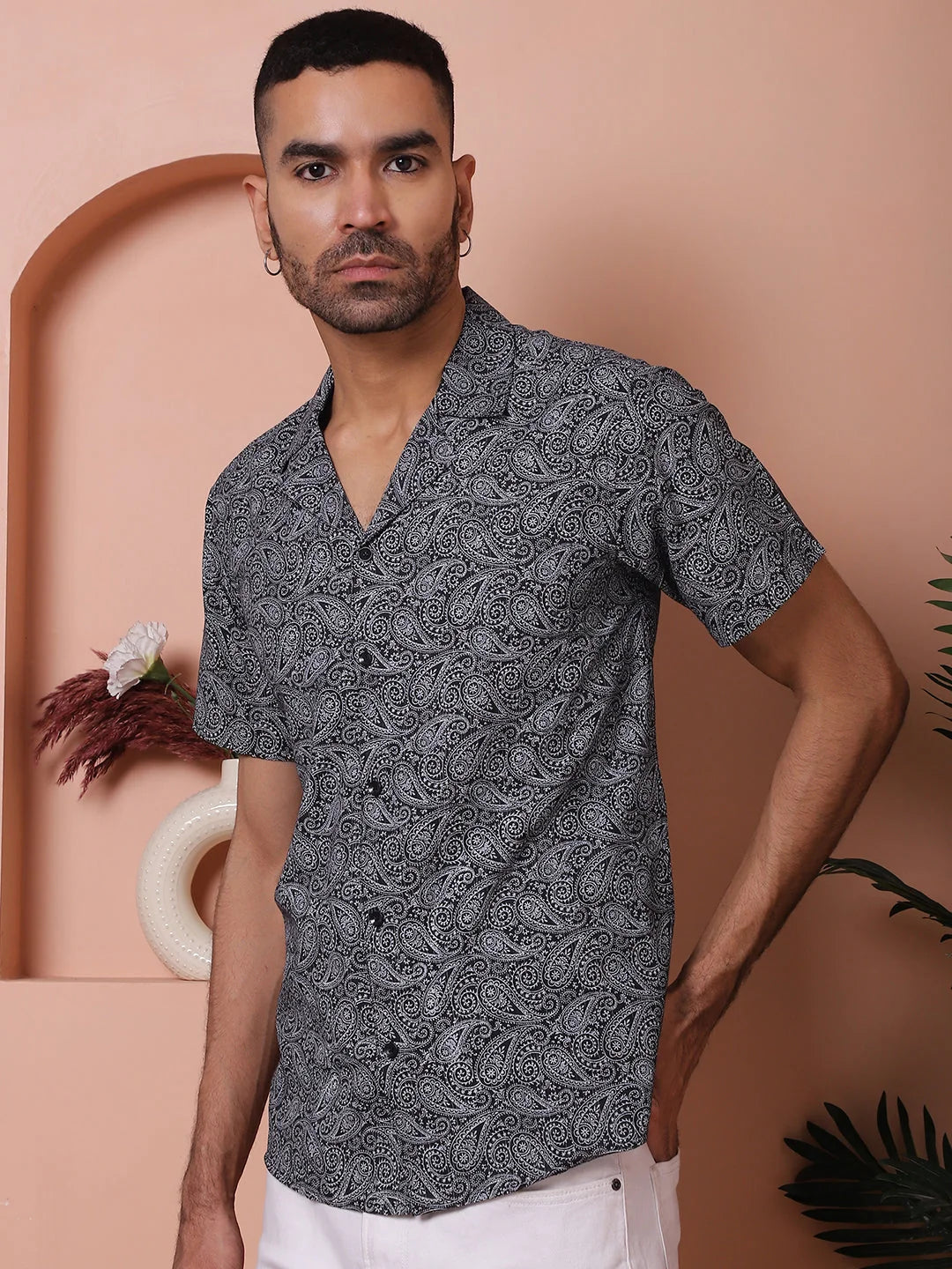 Black Paisley Cotton Printed Shirt - Mens Shirt Collection